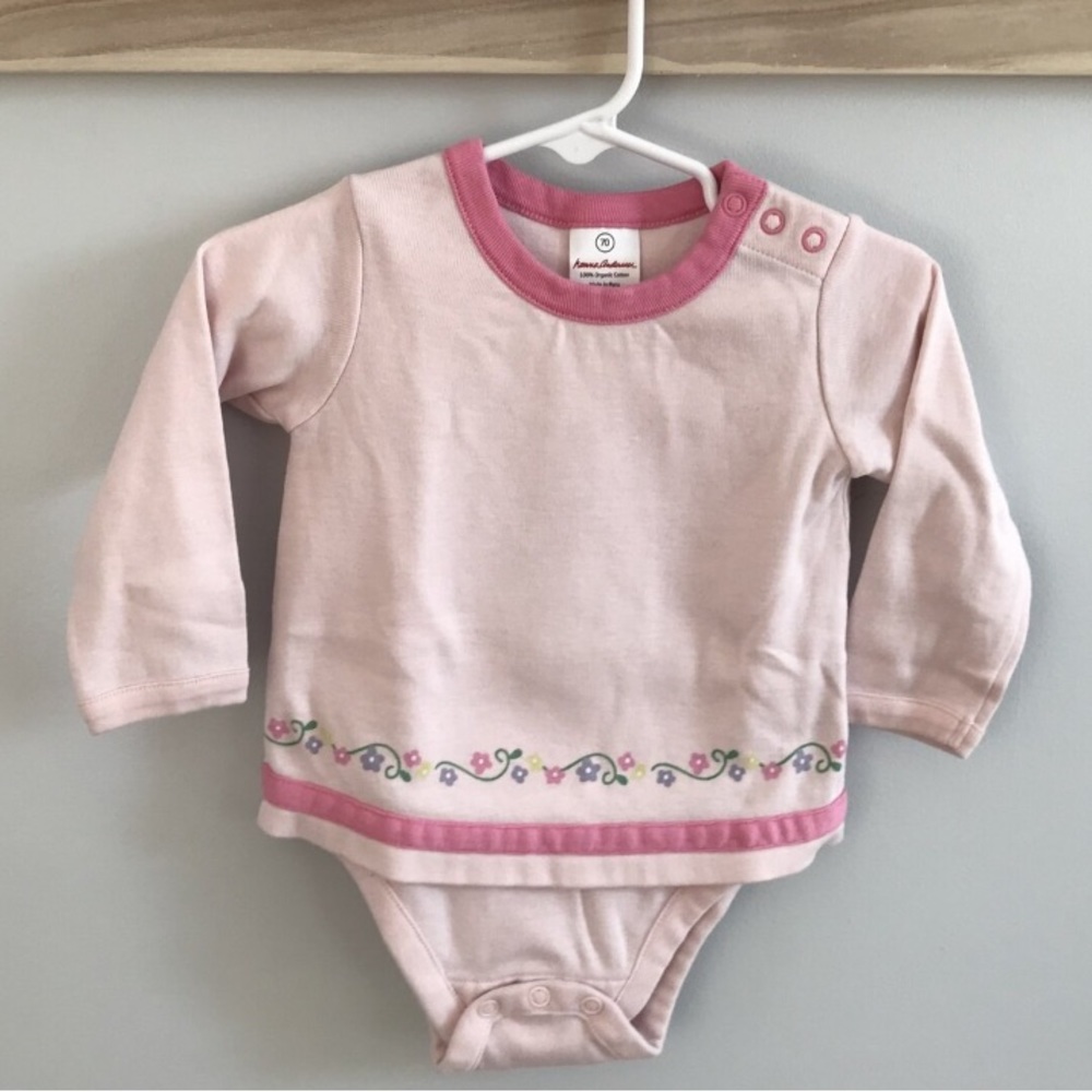 Hanna Andersson Long Sleeved Bodysuit Dress Baby Girls size 6 - 12 months (70cm)